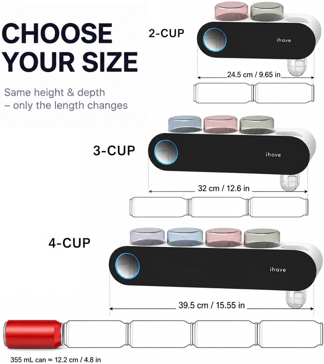 UV Toothbrush Sanitizer Holder Wall Mount Toothpaste Dispenser, 2-Cup
