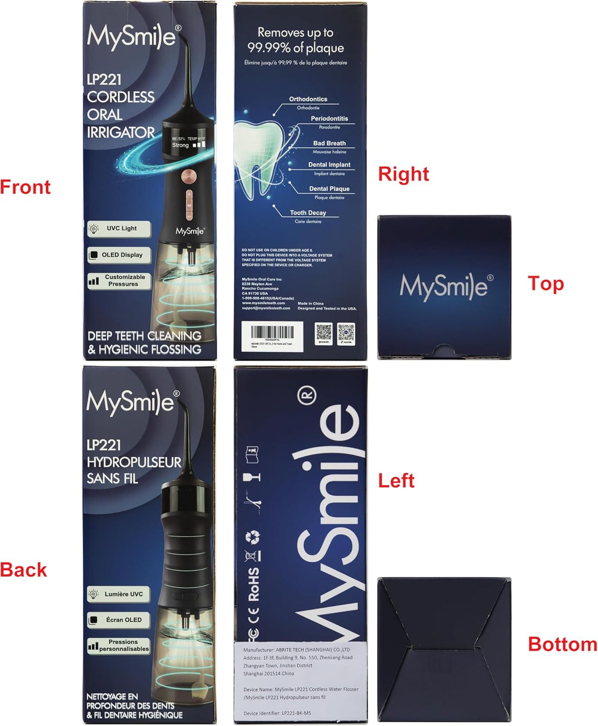 LP221 Cordless Water Flossers for Teeth W/Uvc Light & OLED Display