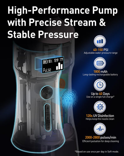 LP221 Cordless Water Flossers for Teeth W/Uvc Light & OLED Display
