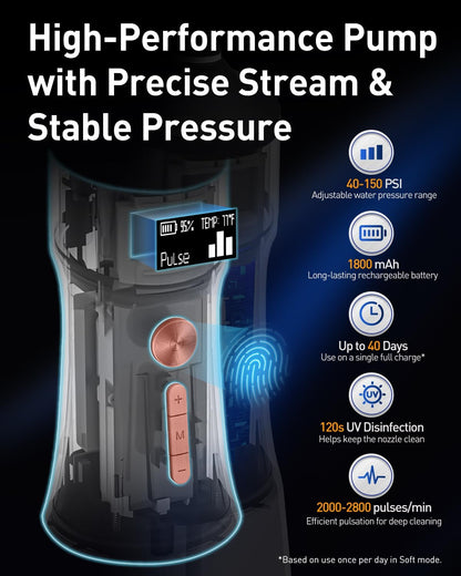 LP221 Cordless Water Flossers for Teeth W/Uvc Light & OLED Display