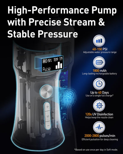 LP221 Cordless Water Flossers for Teeth W/Uvc Light & OLED Display
