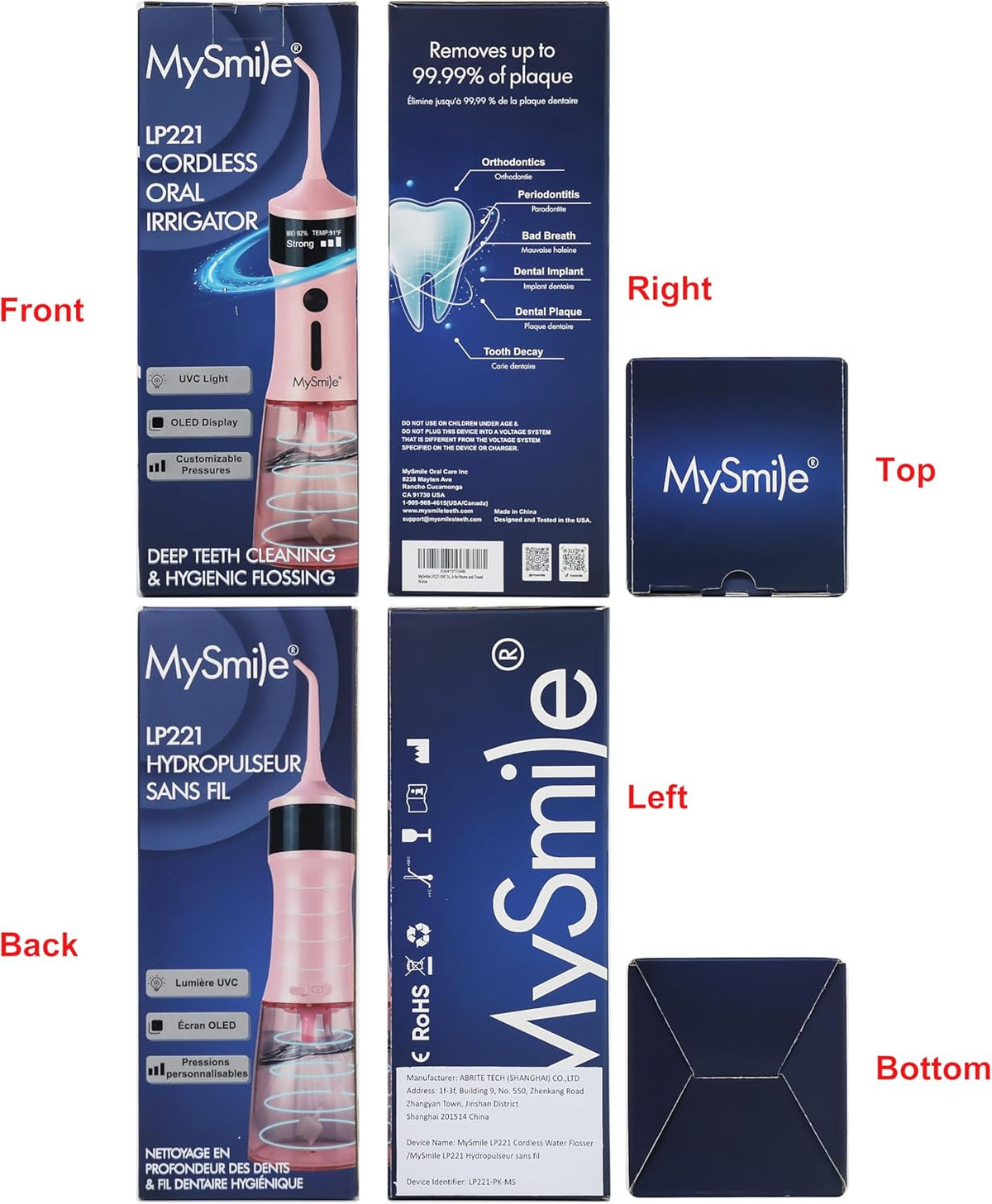 LP221 Cordless Water Flossers for Teeth W/Uvc Light & OLED Display